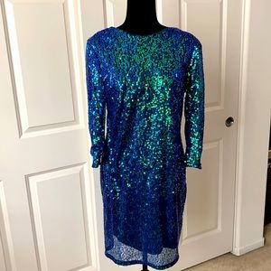 Blue sequence dress long sleeve